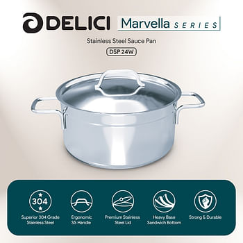 Delici DSP 24W Stainless Steel Sauce Pan - Silver