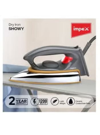 Impex Electric Dry Iron With Non-Stick Ceramic Coated Sole Plate 1200.0 W Showy Gray-Gold