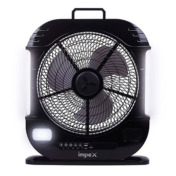 Impex 3-Blade Rechargeable Fan With LED Light Lamp Breeze D7 Black