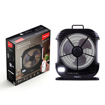 Impex 3-Blade Rechargeable Fan With LED Light Lamp Breeze D7 Black