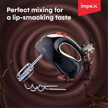 Impex Hm 3302 200 Watts Hand Mixer With Hook And Beater, Black