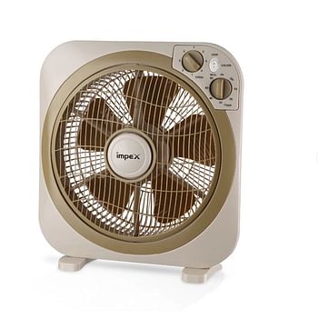 Impex 12 Inch Box Fan BF 7512 Powerful Cooling With 3 Speed Modes, Timer, Child Safety Grill, Copper Motor BF 7512 White