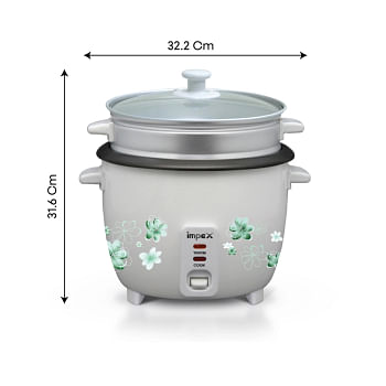 Impex Electric Rice Cooker With Automatic Cooking, Keep Warm, Safety Protection, And Steamer - Easy to Use, Convenient, Durable 2.8 L 1000 W RC 2804 White