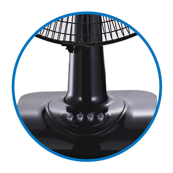 Impex 16 Inch Table Fan With 3 Speed Control, 100% Copper Motor, Powerful Silent Motor - Strong Air Flow, Stable Base, And Durable Blades TF 7506 Black