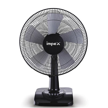 Impex 16 Inch Table Fan With 3 Speed Control, 100% Copper Motor, Powerful Silent Motor - Strong Air Flow, Stable Base, And Durable Blades TF 7506 Black