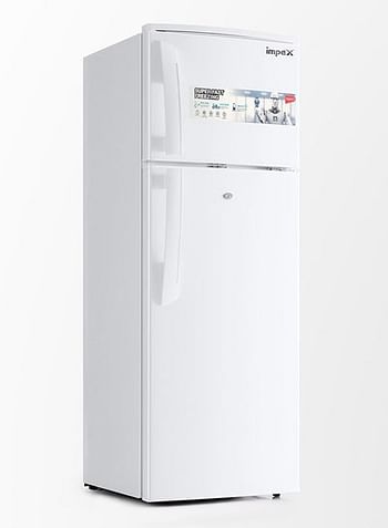 Impex Double Door Refrigerator 138 Liter 4.6 Cu. Ft, Freezer, Adjustable Legs, Safety Lock, Low Noise, Energy Saving, Glass Shelf, Interior Lamp IRF 138 White