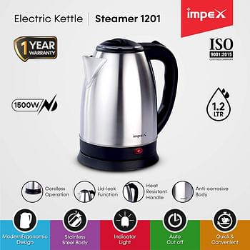 Impex Electric Kettle Steamer 1.8 L 1500.0 W STEAMER1801 Silver