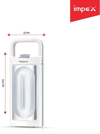 Impex Rechargeable Emergency Light-IL685B White 17x6.6x5cm