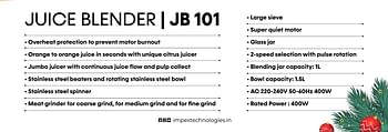 Impex 10-In-1 Countertop Blender 1.5 L 600.0 W JB 101 White