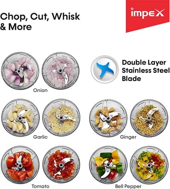 Impex Food Chopper 0.6 L 300 W FC 3203 Pink/Clear