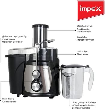 Impex 2 Speed Juice Extractor Blender 2 L 850 W JR 3510 Silver/Black