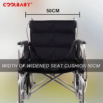 COOLBABY enlarged/widened/thickened steel pipe manual wheelchair, light foldable manual wheelchair for the elderly and disabled with handbrake, flip armrest detachable cushion