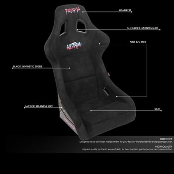 NRG Innovations NRG-FRP-302BK-ULTRA Universal Fixed Back Bucket Racing Seat for 6-Point Harnesses, Size L, Black Seat Cover
