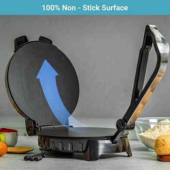 Geepas 1200W Mexican Style Tortilla Press - Roti/Chapati Maker |Ideal for Making Homemade Tortillas Tacos Flatbreads Chapati Roti - Non-stick Coating, Lightweight & Compact Design