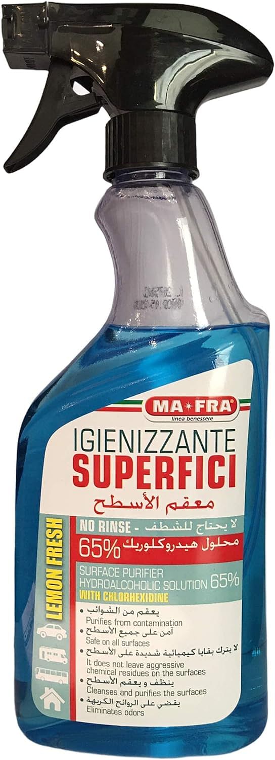 Ma Fra Surface Purifier 2.0, Hydroalcoholic Solution 75%, Disinfects and Sanitizes All Surfaces from Contamination. 500 ml pack, H1060