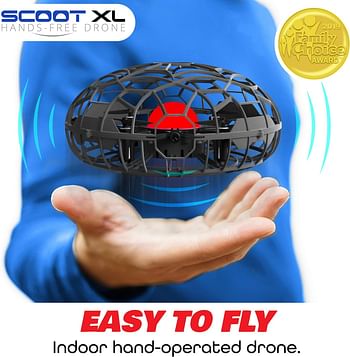 Force1 Scoot Xl Hand Operated Drone For Kids Or Adults - Controlled Motion Sensor Mini Drone, Easy Indoor Small Ufo Toy Flying Ball Boys And Girls (Black)