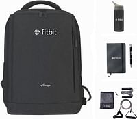 Fitbit Gift bag with Notepad, pen, water bottle, skipping rope and tension rope, Black / Grey, GIFT082022, One Size