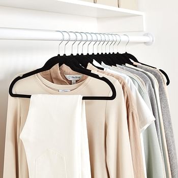 Amazn Basics Slim Velvet, Non-Slip Suit Clothes Hangers, Pack of 30, Black/Silver