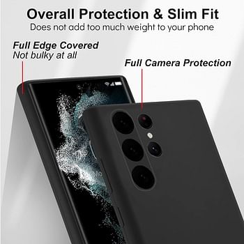Liquid Silicone Case for S23 5G, Skin Touch S23 Cover Silicone Rubber with Soft Microfiber Lining, Camera Protection Phone Case for Samsung S23 (Not Original) (S23, Black)