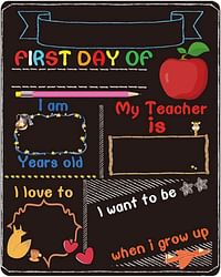 نوبيستي سبورة مطبوعة بعبارة «First Day of School My First Day of School » قابلة لاعادة الاستخدام بعبارة «First Day of School»، لافتة على الوجهين مناسبة للاطفال والاطفال (25×20 سم)