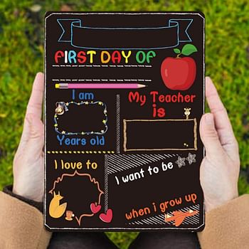 Nuobesty First Day of School Board My First Day of School Chalkboard Reusable First Day of School Sign Double-Sided Milestone Photo Prop for Kids Child ï¼ˆ 25x20cm ï¼‰