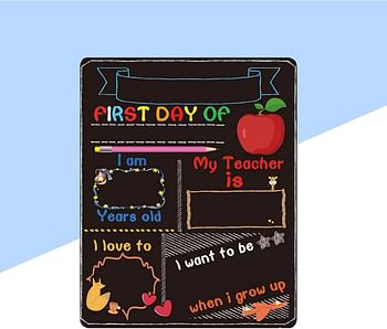 Nuobesty First Day of School Board My First Day of School Chalkboard Reusable First Day of School Sign Double-Sided Milestone Photo Prop for Kids Child ï¼ˆ 25x20cm ï¼‰