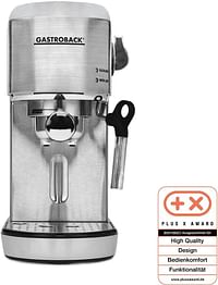 جاستروباك ماكينة تحضير القهوة 42716 سعة 1.4 لتر للقهوة المطحونة 1400 واط من الستانلس ستيل، فضي