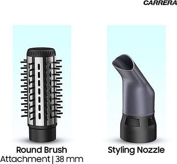 Carrera 535 Professional Hot Air Brush Styler For Women Hot Hair Straightener, Curler For Volume With Styling Nozzles