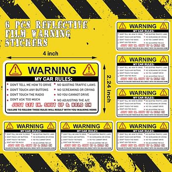 6 Pieces Funny Car Safety Warning Rules Stickers Adhesive Vinyl for Vehicle Window Graphic Bumper Compatible with Jeep Stickers