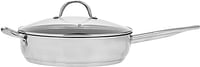 Bergner gourmet stainless steel frying pan with 30cm lid, induction bottom, non-stick coating, silver