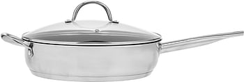 Bergner gourmet stainless steel frying pan with 30cm lid, induction bottom, non-stick coating, silver