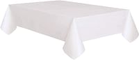 Unique Party 50180 - Plastic Lined White Paper Tablecloth, 9ft x 4.5ft