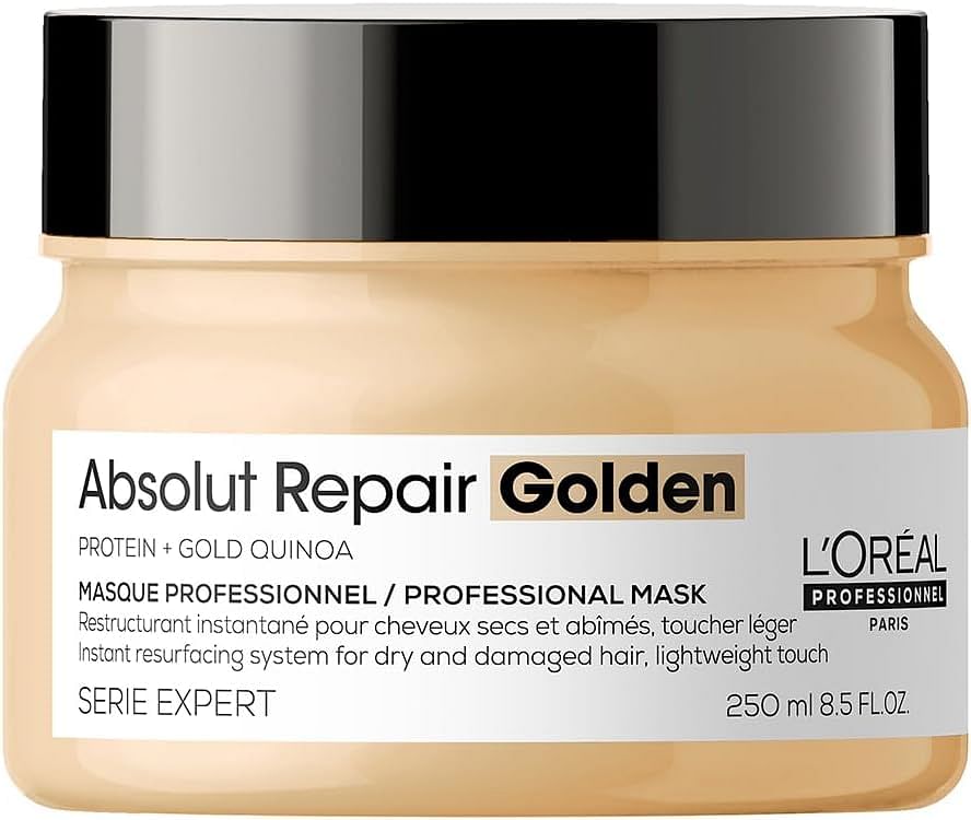 L’Oréal Professionnel | Absolut Repair Golden Mask | For dry & damaged hair | Repairs & Hydrates Dry, Damaged Hair |With Gold Quinoa & Protein | SERIE EXPERT | 250 ml
