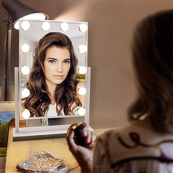 TUREWELL TUREWELL WEILY Hollywood Makeup Large Lighted Vanity Mirror with 3 Color Lights & 12 Dimmable Led Bulbs,Smart Touch Control Screen & 360 Degree Rotation