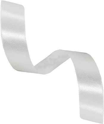 MarkQ White Satin Ribbon, 24mm x 25yd Fabric Polyester Ribbon for Gift Wrapping, Party Favors, Wedding Decorations, Bow Making, Bouquets, Sewing Projects & Craft Supplies