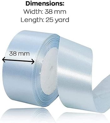 MARKQ Powder Blue Satin Ribbon, 38mm x 25yd Fabric Polyester Ribbon for Gift Wrapping, Party Favors, Wedding Decorations, Bow Making, Bouquets, Sewing Projects & Craft Supplies