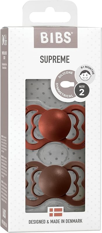 BIBS Baby Pacifier Newborn Pacifiers Pack Of 2 (6+ Months) Natural Rubber BPA Free Large Air Holes For More Safety Size-2 Made In Denmark
