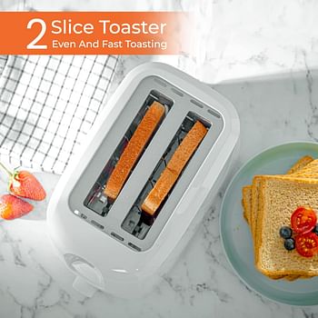 Geepas 2 Slice Bread Toaster, Variable Browning Setting, GBT36515 | Cancel Function | Removable Crumb Tray | Wide Slots and High Lift Feature | Cord Storage