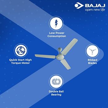 Bajaj Maxima Ceiling Fan 3 Blades 1400 mm, White,