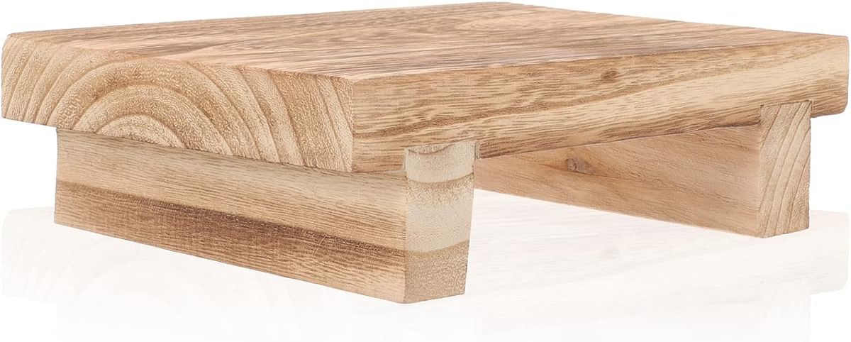 مقعد خشبي مستطيل الشكل من اليبيس يوضع تحت المكتب ومسند للقدمين للمطبخ والحمام بتصميم سلم صغير للاطفال والكبار وكبار السن