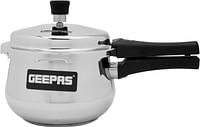 Geepas 5L Stainless Steel Pressure Cooker Lightweight & Durable Cooker with Lid Cool Touch Handle & Safety Valves Perfect for Boil Steam, Braise, Stew & Roast - Silver