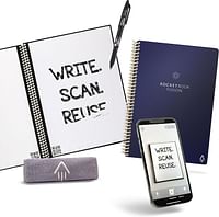 Rocketbook Fusion Smart REUsable Notebook - Calendar, To-Do Lists, And Note Template Pages With 1 Pilot Frixion Pen And 1 Microfiber Cloth Included - Midnight Blue Cover, Executive Size (6" X 8.8")