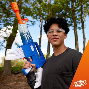 Nerf Fortnite Blue Shock Blaster, 10-Dart Clip, 10 Elite Nerf Darts, Includes Bonus Code To Unlock The Beat Wrap in the Game, Motorized Dart Blaster