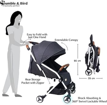 Bumble & Bird - Swyft Lightweight Travel Stroller - (0-3 Years) - Grey