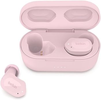 Belkin SOUNDFORM Play True Wireless Earbuds, Wireless Earphones with 3 EQ Presets, IPX5 Sweat and Water Resistant, 38 Hours Play Time for iPhone, Galaxy, Pixel and More - Pink,
