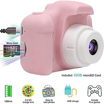 TDOO Kids Camera,Mini Rechargeable Child Digital Camera Shockproof Video Camcorder Gifts for 3-8 Year Old Boys Girls,8MP HD Video 2 Inch Screenfor Ou r Play(32GB Card Included) (E)