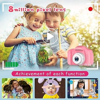 TDOO Kids Camera,Mini Rechargeable Child Digital Camera Shockproof Video Camcorder Gifts for 3-8 Year Old Boys Girls,8MP HD Video 2 Inch Screenfor Ou r Play(32GB Card Included) (E)