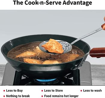 Hawkins Futura 2.5 Litre Deep Fry Pan, Long Handle Hard Anodised Kadai, Flat Bottom Kadhai, Black (ADL25)