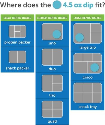 LunchBots 4.5 oz Leak Proof Snack and Side Dish Containers - Spill Proof in Bags and Bento Boxes - Food-Grade Stainless Steel With Silicone Lids - Set of 2 (Aqua)