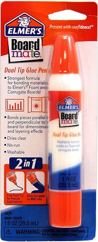 Elmer's 2 In 1 Dual Tip Board Mate Glue Pen 29.5 ML, White